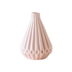 주름패턴 세라믹 탁자 꽃병 YT_RA096, 핑크 입, 1개