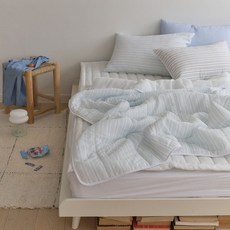 Gitden 泡泡紗夏季涼被, 線條藍