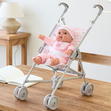 Berenguer 柔軟舒適安撫娃娃 棉花身體 37cm + 便攜式嬰兒車組合, 1套, 粉紅色