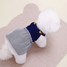 Lanboer 寵物餅乾格紋連身裙, 1個, 海軍藍