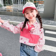 Bebeniz 女童花卉圖案不對稱下擺長袖襯衫