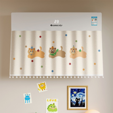 릴리픽 깔끔 에어컨 가리막 커튼 90 x 40 cm, 1개, 고양이도트