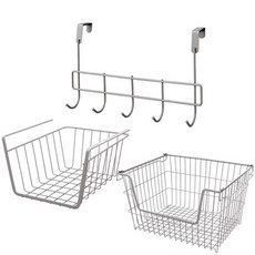 MONOMENT 金屬絲門炊具衣架 5p + 開放式籃架 + 置物架 S, 單色, 1組