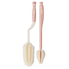 LALA&MORE 旋轉式多用途海綿杯刷 + 奶嘴刷組, 1套, 粉紅棕