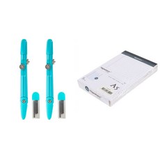 deLi 數學教學工具法律墊撕有線線注A5白5p+合金羅盤藍2p套組8607, 1套
