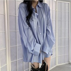 DMELD 女款休閒寬鬆長袖簡約基本款襯衫