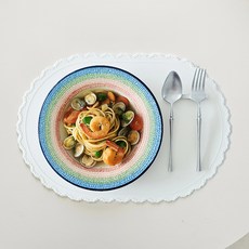 루오 레이스 실리콘 식탁 매트, 콜드 화이트, 1개, 43 x 30 cm