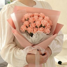 Scent Basket 20朵玫瑰香皂花束, 1個, 鮭魚粉