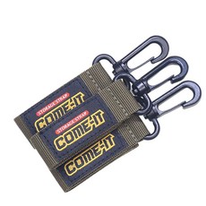 컴잇 캠핑 벨크로 카라비너 인디언행어 고리 3p, 1세트, 올리브