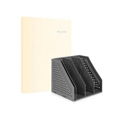 델리 4단 폴딩 북스탠드 + 린피니 클리어파일 20p 세트 78996-72411, 블랙(북스탠드), 옐로우(클리어파일), 1세트