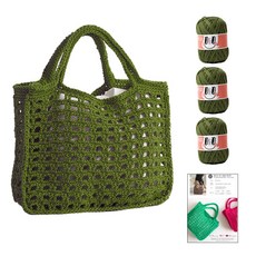 OliO yarna DIY 패키지 미니 봉봉 네트백 OliO실 3p + 인쇄도안 세트, 769 카키, 1개