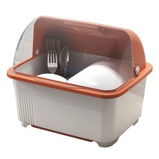 Mabso Shop 家用透明蓋碗盤瀝水架 RK1539, 橘色