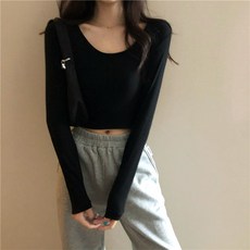 여성용 미드나잇코코 네드 라운드넥 크롭 티셔츠 B237WF03254