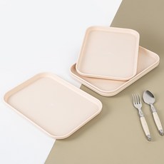 제로웨이스트 파스텔 트레이 카페 사각 쟁반, 아이보리, 4개