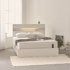 에몬스 레스티어 BD LED 수납 침대 프레임 + 본넬 스프링 유로탑 매트리스 세트 방문설치, 밀크화이트