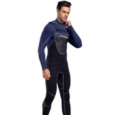 LIFURIOUS 男士胸前拉鍊全身衝浪潛水服, 黑色+海軍
