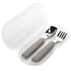 Dailylike Bonbon 幼兒矽膠方形餐具組, 湯匙*1+叉子*1+收納盒*1, 06 可可色, 1組