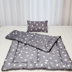 ahtty blanc 純棉嬰兒枕頭 + 嬰兒薄被套組, 灰色索露娜