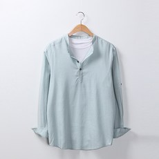 Raymon 男士透氣亞麻捲袖襯衫