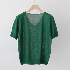 Zenith 女款基本版型V領日常基本款Ruriv短袖針織衫