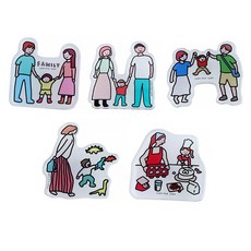 ZERO PER ZERO 家庭圖案冰箱磁鐵組 A款, 混色