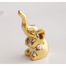 微笑簡約玄關櫃迷你裝飾品 金色大象 2入