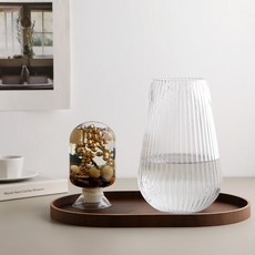 Samho Glass 條紋綻放玻璃花瓶 SH609-22, 透明