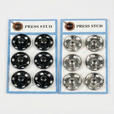 앙플러스 똑딱이 단추 19mm 2종 x 6p 세트, 흑니켈, 실버니켈, 1세트
