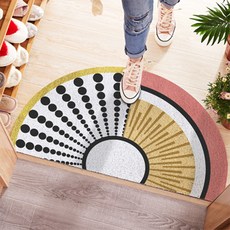 幾何圖案防滑防汙半圓門墊, D款, 1個