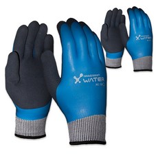 핸드맥스 사계절 라텍스코팅 방수 수중 안전 작업 엑스워터 장갑 양손세트 L, 블루 + 네이비, 2세트