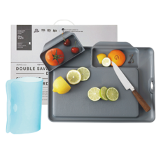 Double Save D 深灰色砧板 + TPU砧板 隨機出貨套組, 1套, Double Save D 砧板 + 收納部 L + R + TPU 砧板