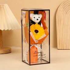 마켓피오 조화 졸업식 행사 곰돌이 + 해바라기 꽃다발 상자 세트, 타입4, 1개