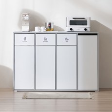 서울소호 클린 분리수거 슬림수납장 방문설치, 그레이, 4단