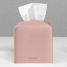 소이믹스 사피아노 가죽 호텔 룸 미니 티슈 케이스 커버, 피치핑크