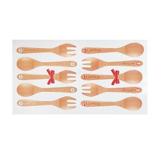 Picnic&Package 木製湯匙叉子裝飾貼紙 10入, 混合色, 10個