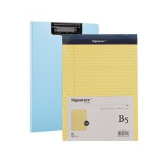 deLi Linfini 頂部鋼蓋剪貼板 A4 + Legal Pad B5 5p 套組, 藍色（剪貼板），黃色（豪華墊）, 1套