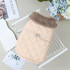 PASTEL PET 絎縫刷毛寵物背心, 米色