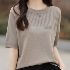 Banya Story 女款鏤空設計短袖針織衫 SS22A