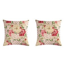 우아한 프랑스풍 장미정원 로즈 플랜트 가든 쿠션 커버 2p