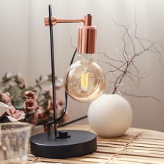 Mitra Shop玫瑰金檯燈 露燈絲型, 玫瑰金+黑色