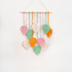 힘룸 인테리어 마크라메 벽장식, 화이트 + 핑크 + 민트 + 오렌지