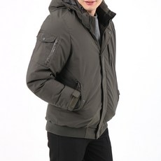 男款高領連帽可拆毛絨內領防潑水鋪棉外套 KAE224