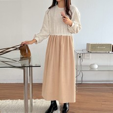 봉봉스토리 피오 배색 스트링 임산부 원피스