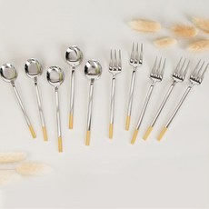 方塊金 茶匙茶叉組, 1套, 茶匙 5p + 茶叉 5p