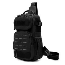 Aloha Rian旅行露營運動自行車軍事胸包, 01黑色