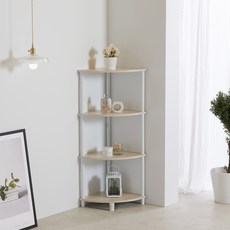JD FURNITURE 4層角落式展示收納櫃, 相思木 白色, 4層