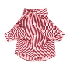Market A 寵物條紋氣質襯衫, 紅色