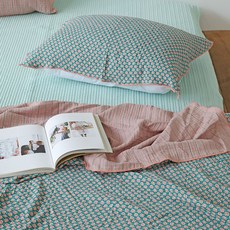 Nubile 四層紗布幸運草條紋雙面用四季蓋毯