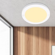 WONHA DS LED Luda 無頻閃圓形吸頂燈 18W 22cm, 1個, 白色 + 自然白