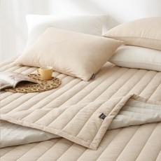 HEIRLOOM 純棉高密度60支紗固定鬆緊帶保潔墊, 米色